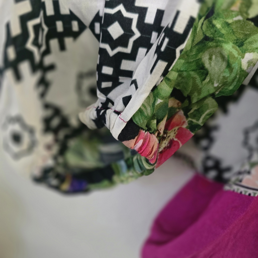 Anthropologie Floral and Geometric Kimono - Pink, Green, Black - Picture 7 of 9